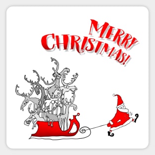 Santa Claus and Reindeers - Merry Christmas! Magnet